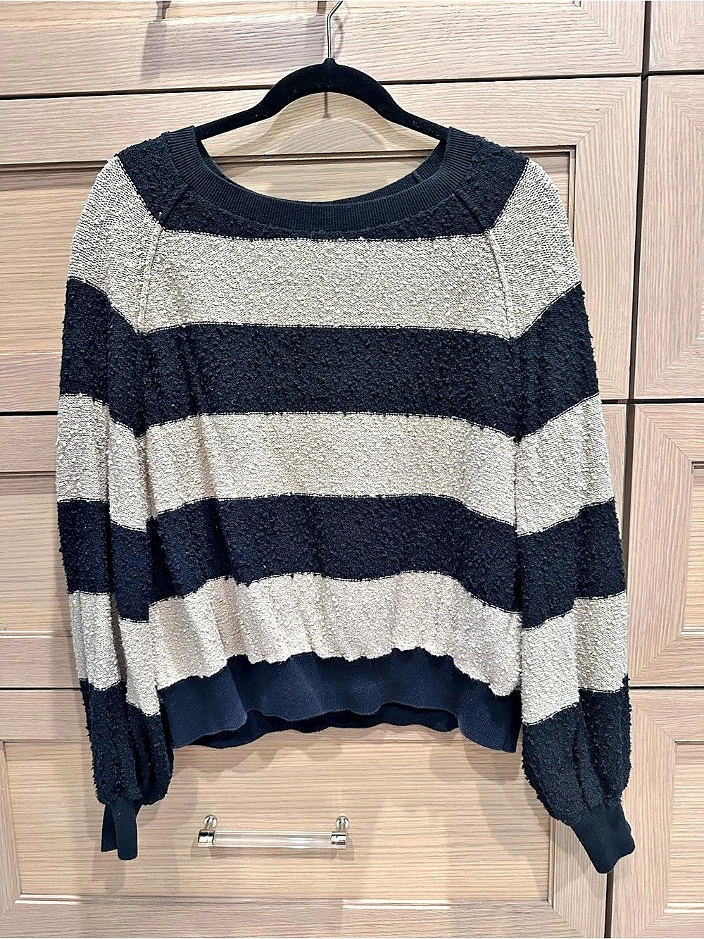 Free People Found My Friend Pullover Striped Sweater Black & Cream